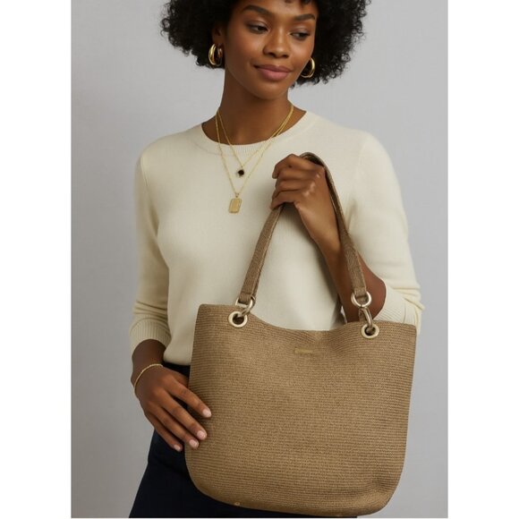 Eric Javits “Squishee” Tan Woven Tote Bag - Picture 2 of 14